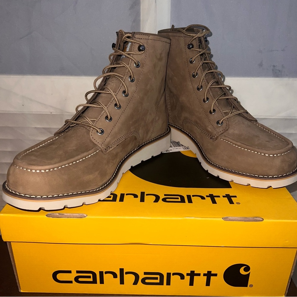 Carhartt Men’s 6” Wedge Work Boots FW6077-M Size 13M Soft Toe EH Tan